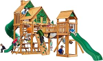 Gorilla Playsets Pioneer Peak Treehouse Wooden Swing Set with Tire Swing, and Clatter Bridge and Tower - Image 4